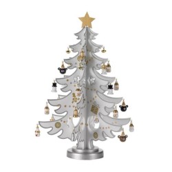 Silver And White Wooden Christmas Tree With Ornaments 32cm