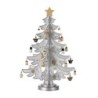 Silver And White Wooden Christmas Tree With Ornaments 32cm
