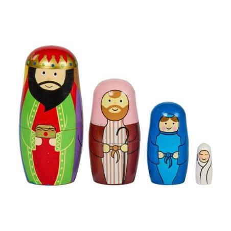 Wooden Nativity Nesting Dolls 14 cm Hand Painted Display UK