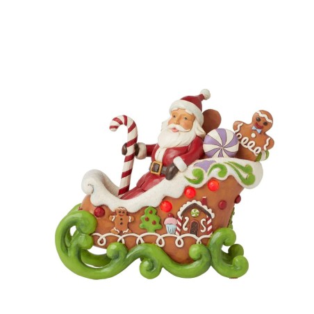Jim Shore Sharing Sweet Holiday Cheer Gingerbread Sleigh with Lights