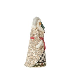 Jim Shore Christmas Is Coming Black White Plaid Santa