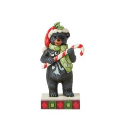 Jim Shore Beary Merry Christmas Lodge Black Bear with Candy Cane