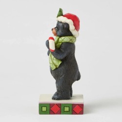 Jim Shore Beary Merry Christmas Lodge Black Bear with Candy Cane