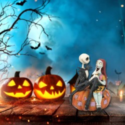 Jim Shore Jack and Sally on a Pumpkin Figurine