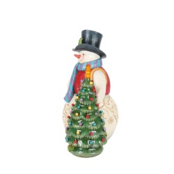 Jim Shore All is Merry and Bright Snowman with Vintage LED Tree