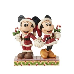 Jim Shore Candy Cane Christmas Mickey Minnie with Candy Canes