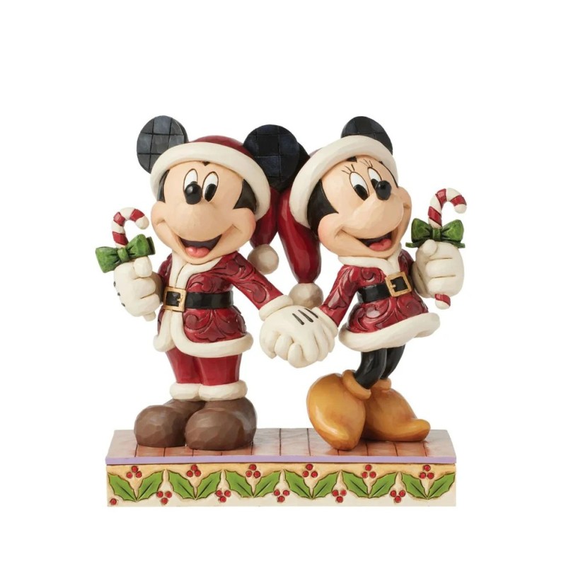 Jim Shore Candy Cane Christmas Mickey Minnie with Candy Canes
