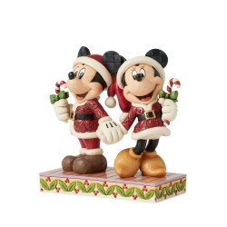 Jim Shore Candy Cane Christmas Mickey Minnie with Candy Canes