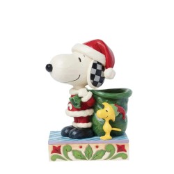 Jim Shore Peanuts Snoopy Santa and Elf Woodstock