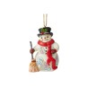 Jim Shore Snowman with Long Scarf and Broom Hanging Ornament