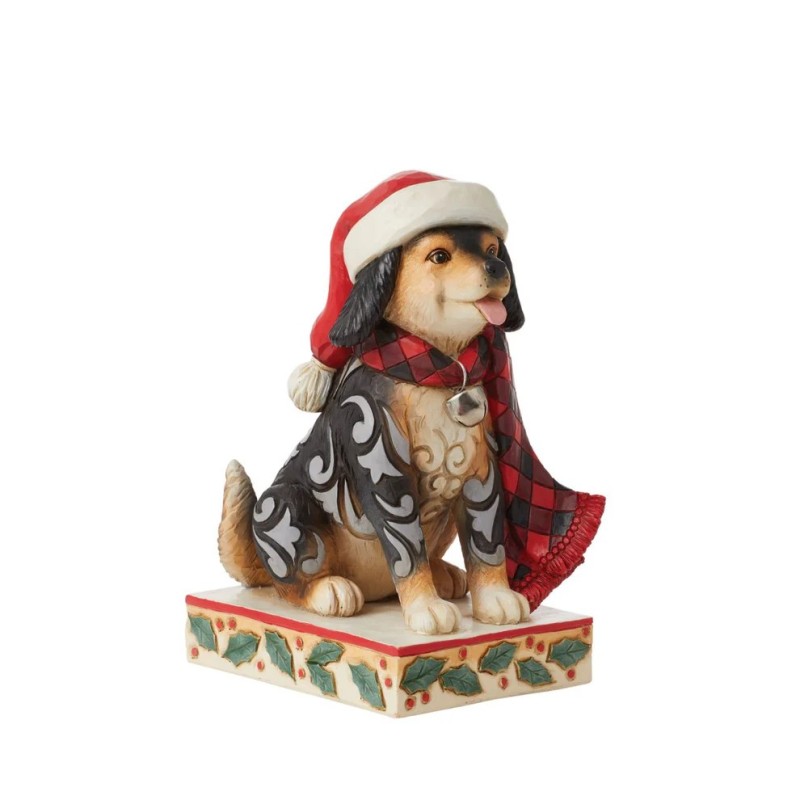 Jim Shore Highland Glen Dog in Santa Hat Figurine