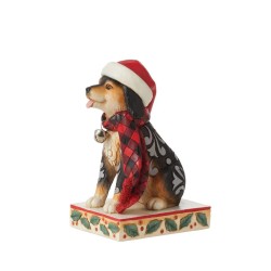 Jim Shore Highland Glen Dog in Santa Hat Figurine