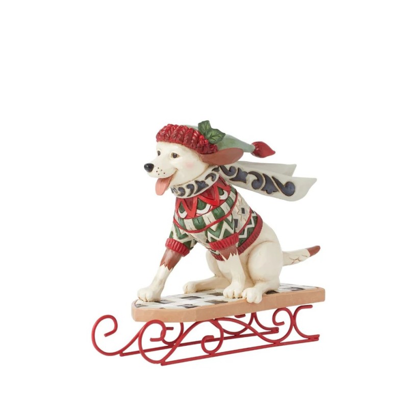 Jim Shore Dashing Downhill Dog on a Sled Figurine