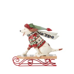 Jim Shore Dashing Downhill Dog on a Sled Figurine