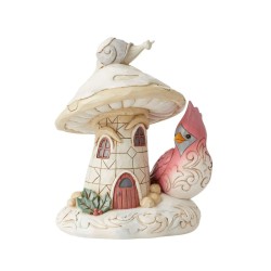Jim Shore Woodland Mushroom House with Cardinal Figurine