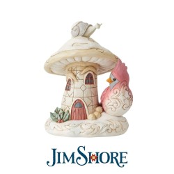 Jim Shore Woodland Mushroom House with Cardinal Figurine