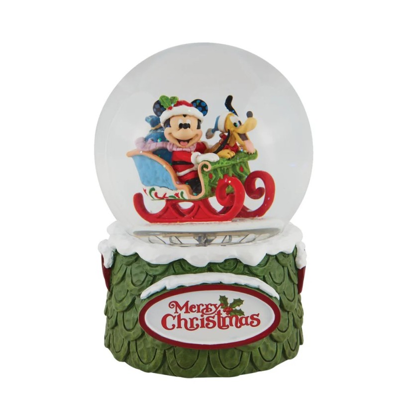 Jim Shore Mickey and Pluto Christmas Snow Globe