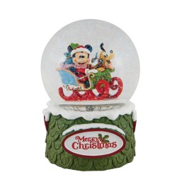 Jim Shore Mickey and Pluto Christmas Snow Globe
